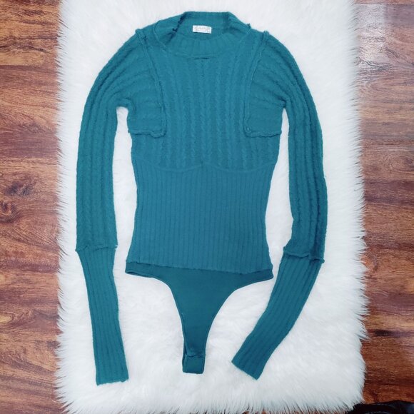 Free People Intimately Boho Keep Me Warm Knit Stretch Bodysuit Women's Small - Picture 2 of 14